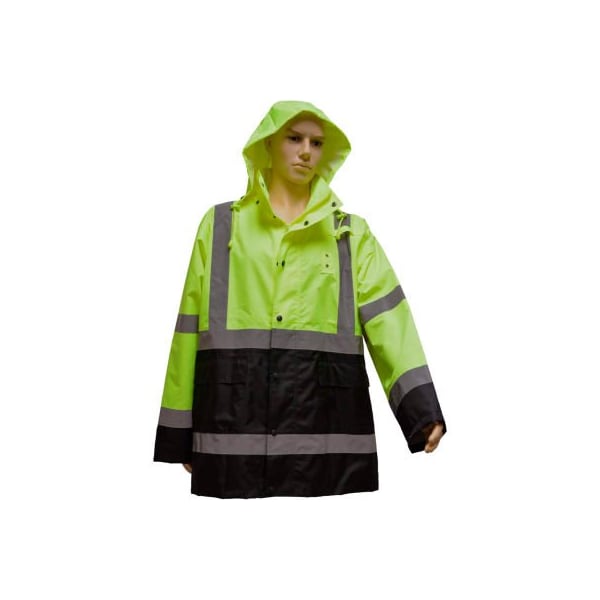 Petra Roc Inc Petra Roc Rain Parka Jacket, ANSI Class 3, 300D Oxford/PU Coating, Lime/Black, L LBRJK-C3-L - main